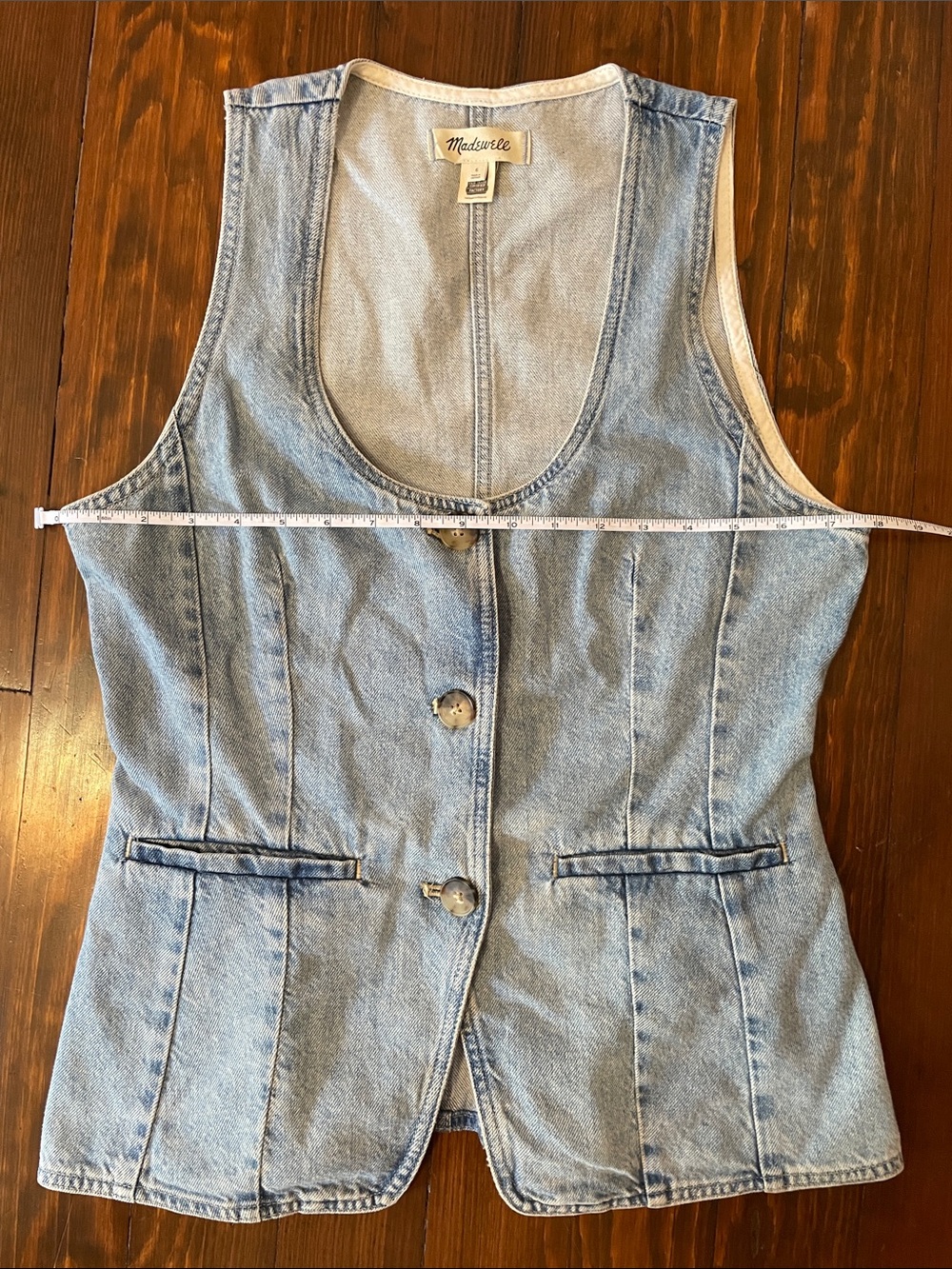 Madewell Light Blue Washed Denim Button Vest - Picture 5 of 6